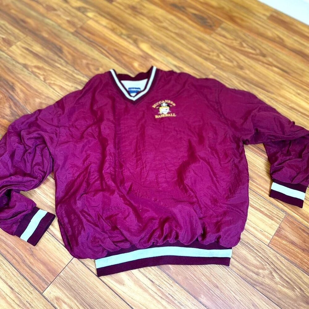 Vintage 80s 90s Halloway Varsity Buccaneers Baseball Maroon Burgundy Jacket XXL
